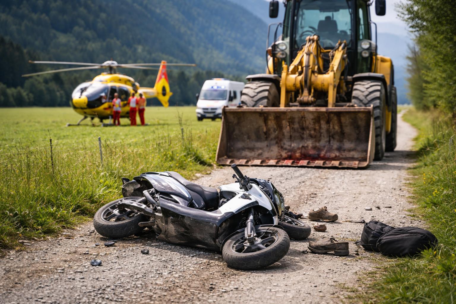 Redaktionelle Szene zum Thema „19-Jähriger in Mayrhofen bei Zusammenstoß mit Baumaschine schwer verletzt“