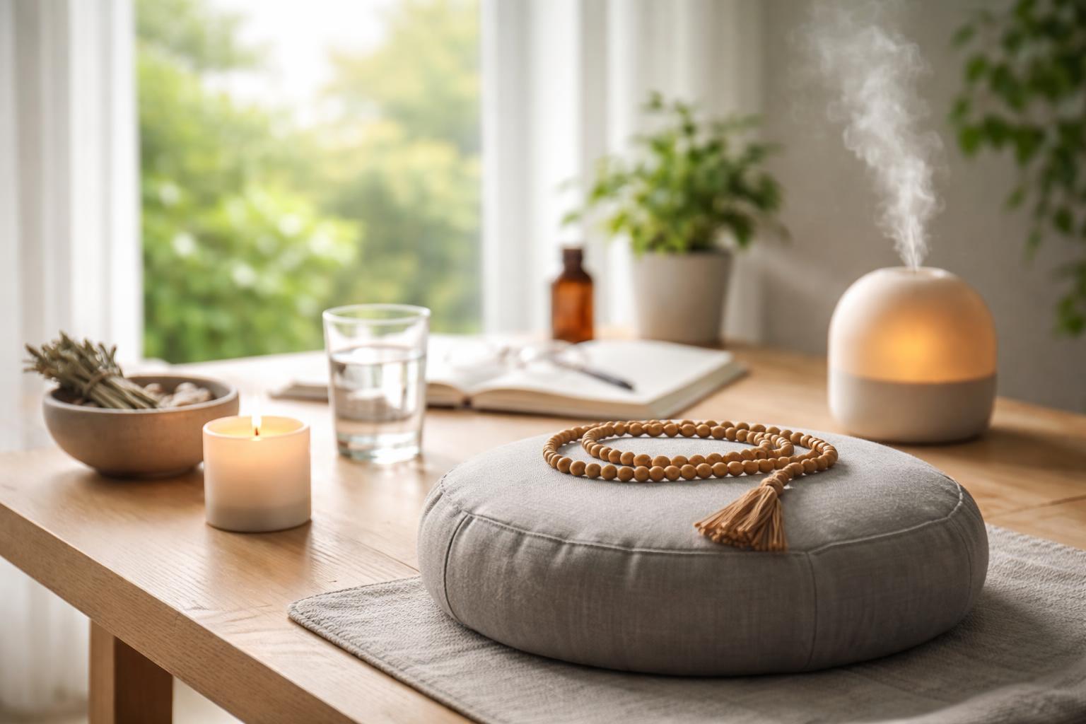 Redaktionelle Szene zum Thema „Achtsamkeit im Vergleich: Was Meditation, Atemübungen und kurze Pausen im Alltag jeweils leisten“