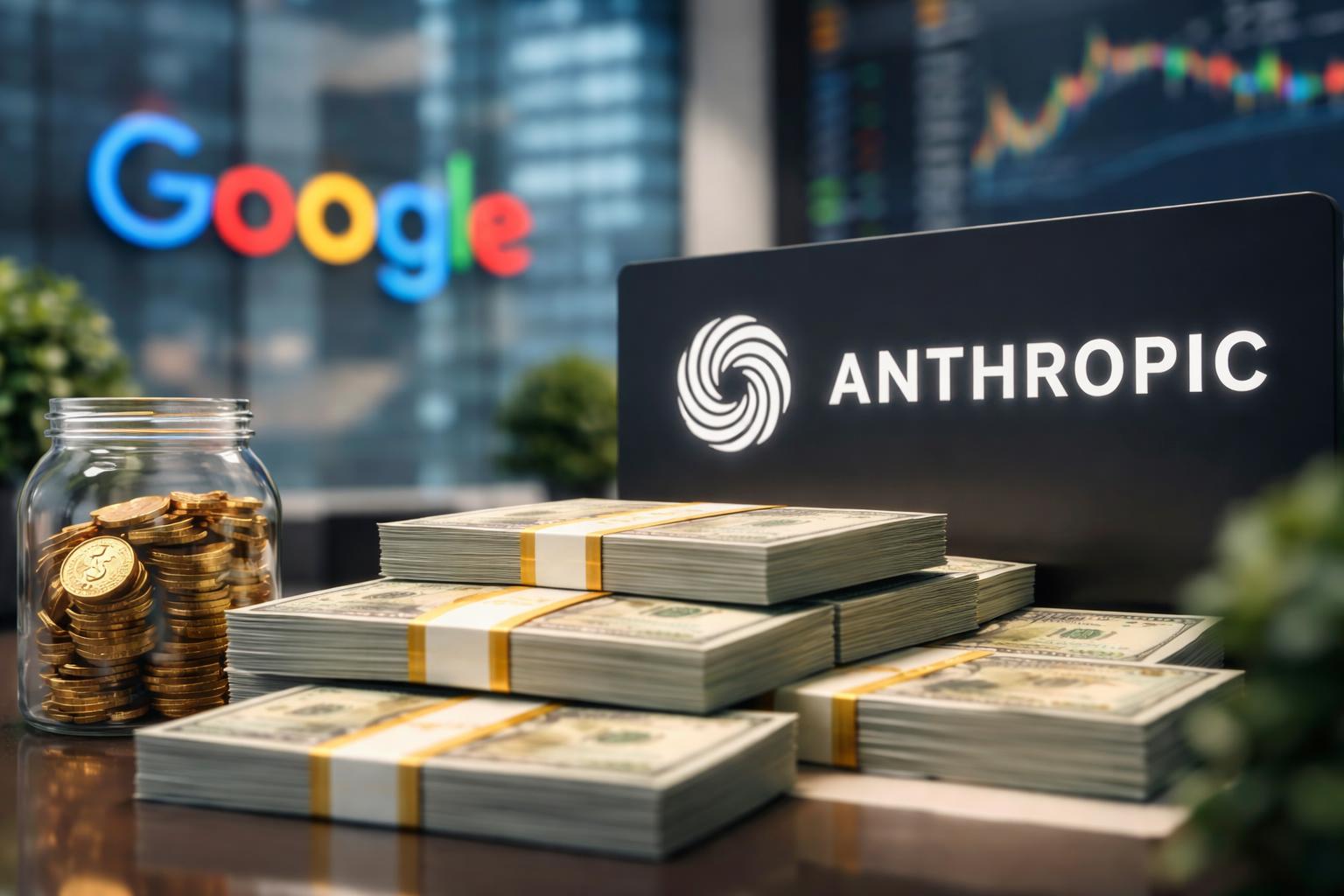 Redaktionelle Szene zum Thema „Alphabet erhöht Einsatz bei Anthropic um bis zu 40 Milliarden Dollar“
