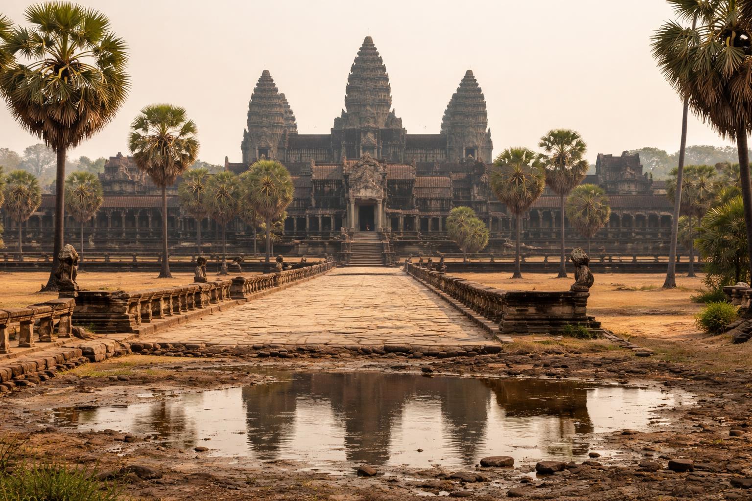 Redaktionelle Szene zum Thema „Angkor-Tempel in Kambodscha bleiben derzeit ungewöhnlich leer“