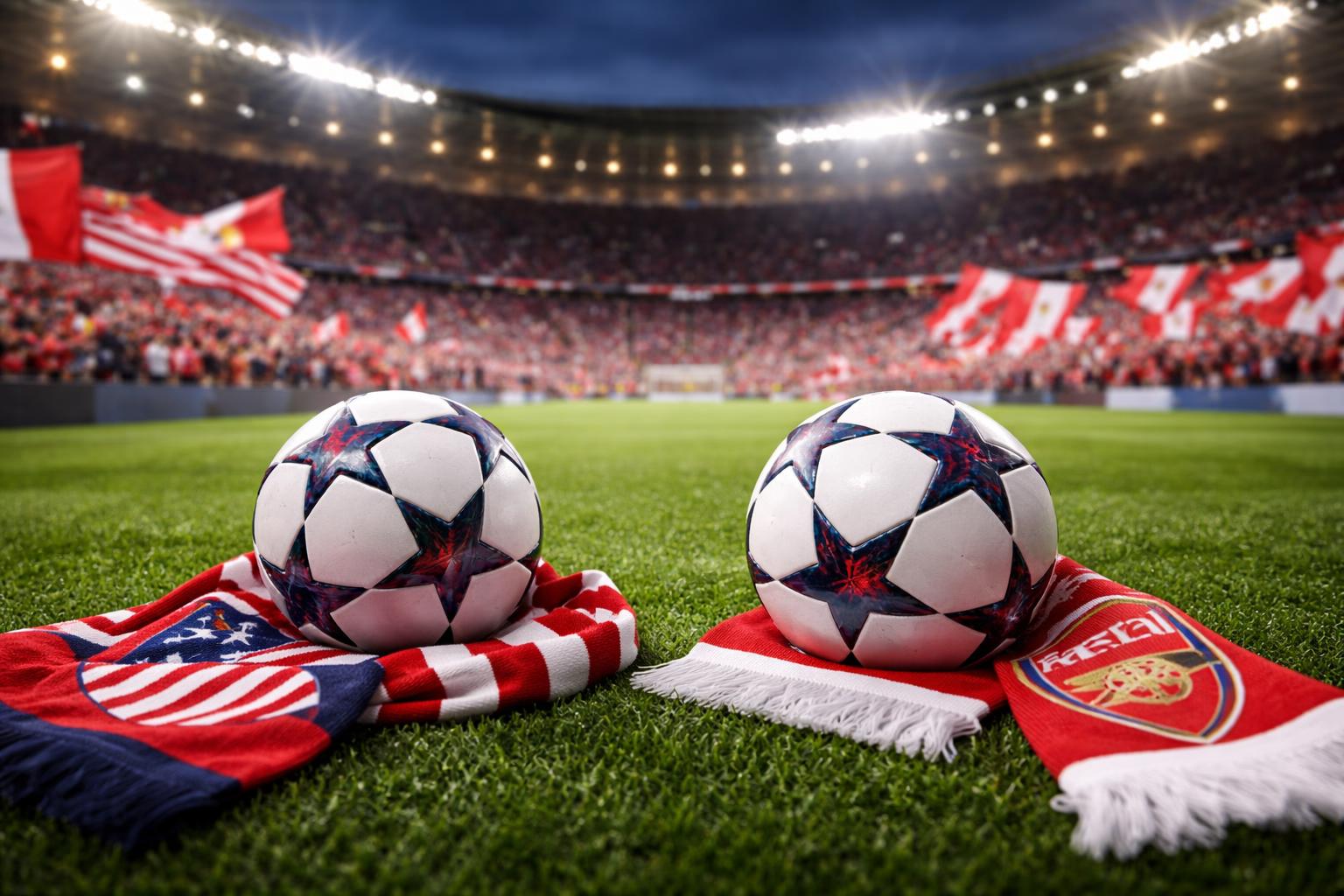 Redaktionelle Szene zum Thema „Atlético Madrid und Arsenal kämpfen um das erste große Finale“