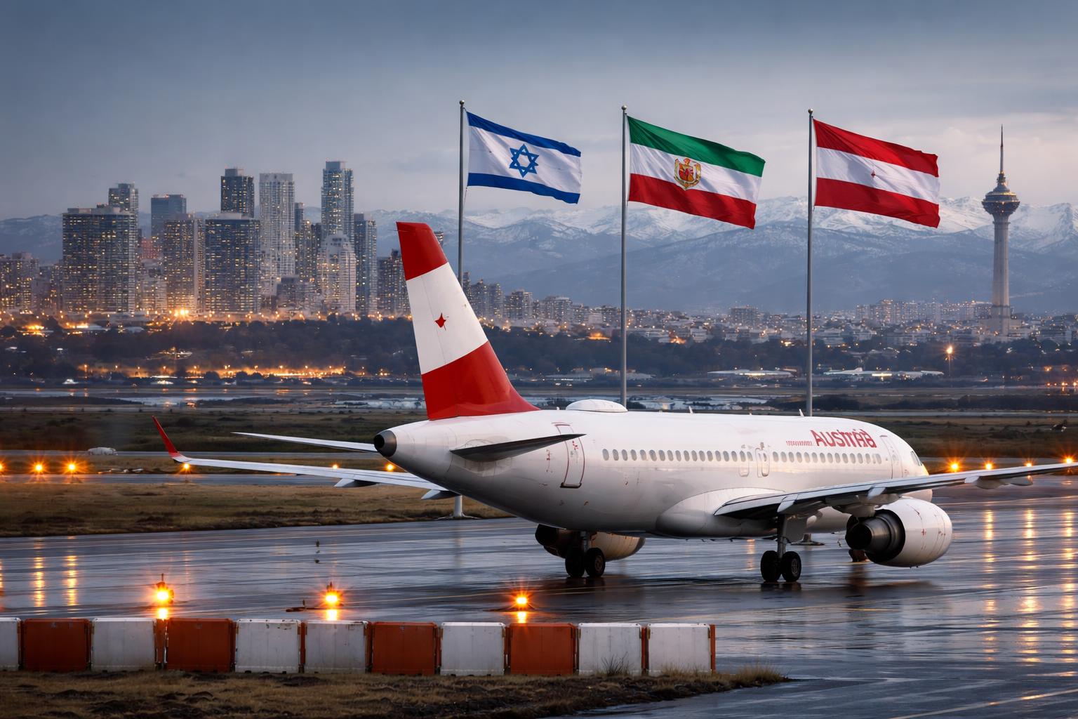 Redaktionelle Szene zum Thema „AUA verlängert Aussetzung von Flügen nach Tel Aviv und Teheran“