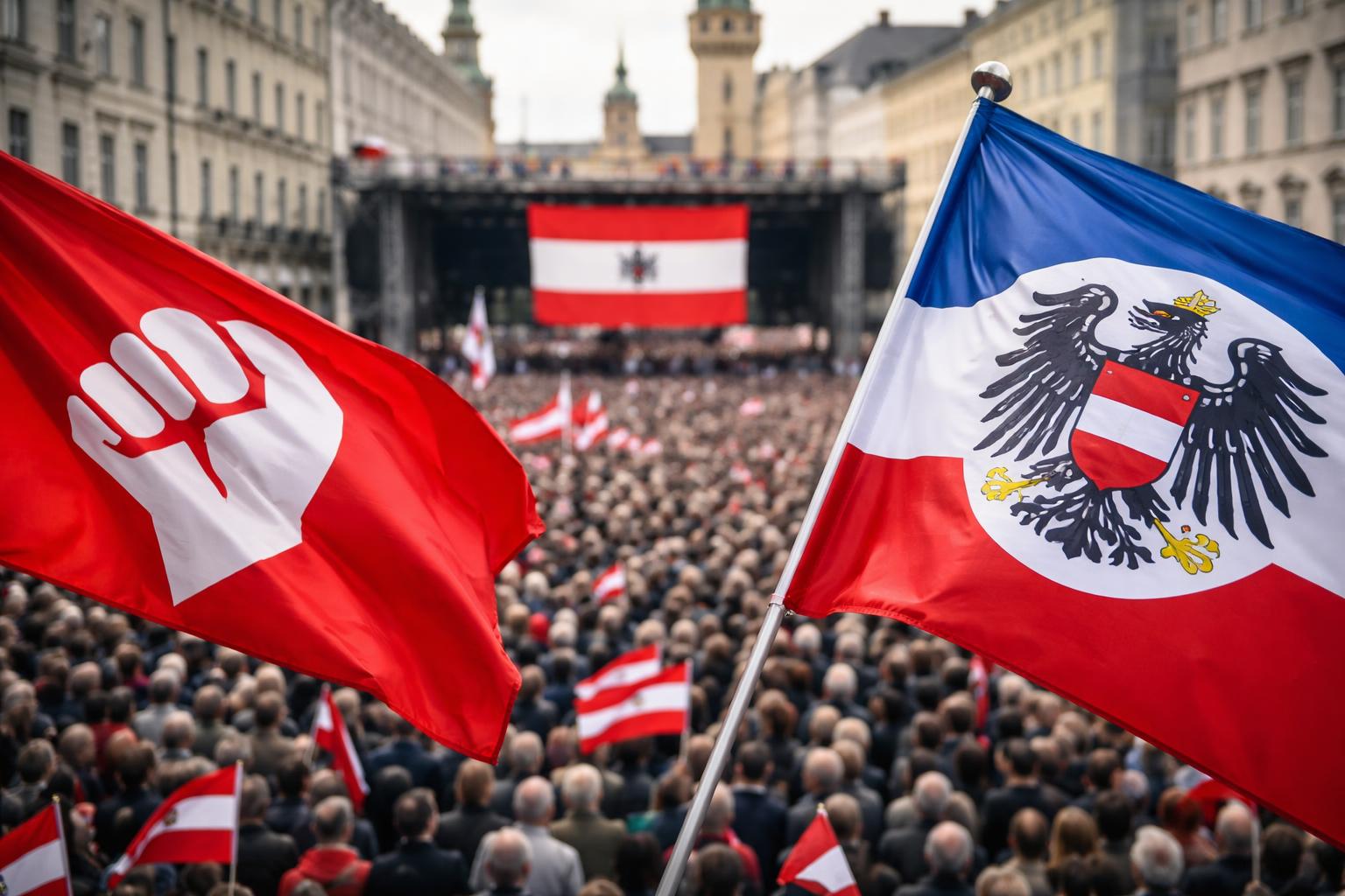 Redaktionelle Szene zum Thema „Babler grenzt sich von Kickl ab und warnt vor einem „Österreich-Trump““