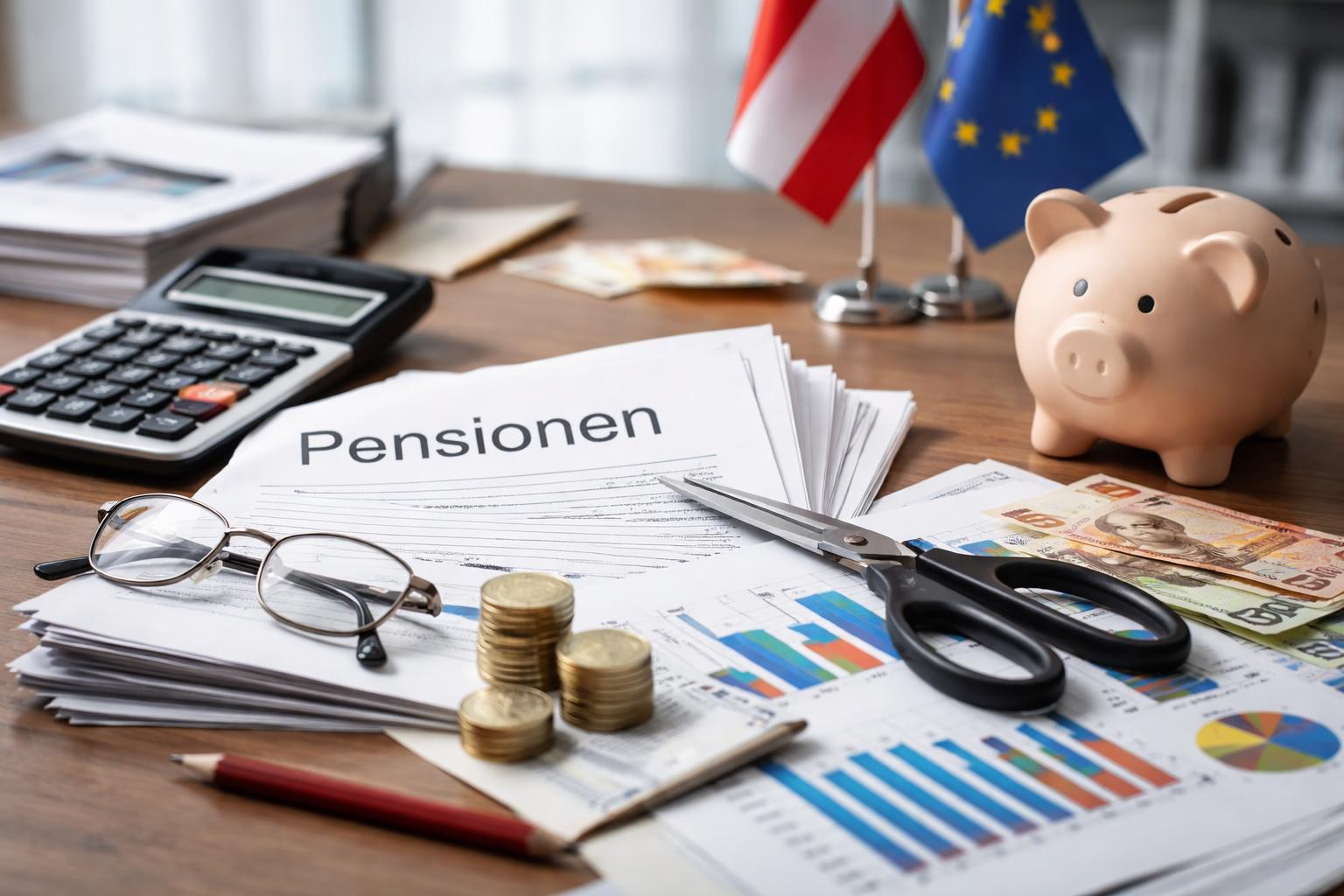 Redaktionelle Szene zum Thema „Badelt hält Budgeteinsparungen bei Pensionen für unzureichend“