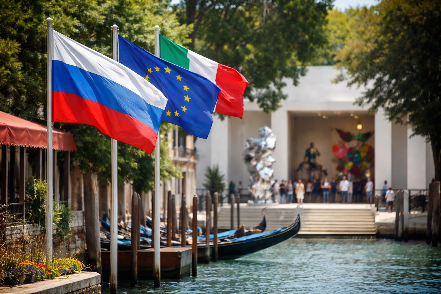 Redaktionelle Szene zum Thema „Biennale weist Vorwürfe zu Russland-Sanktionen zurück“