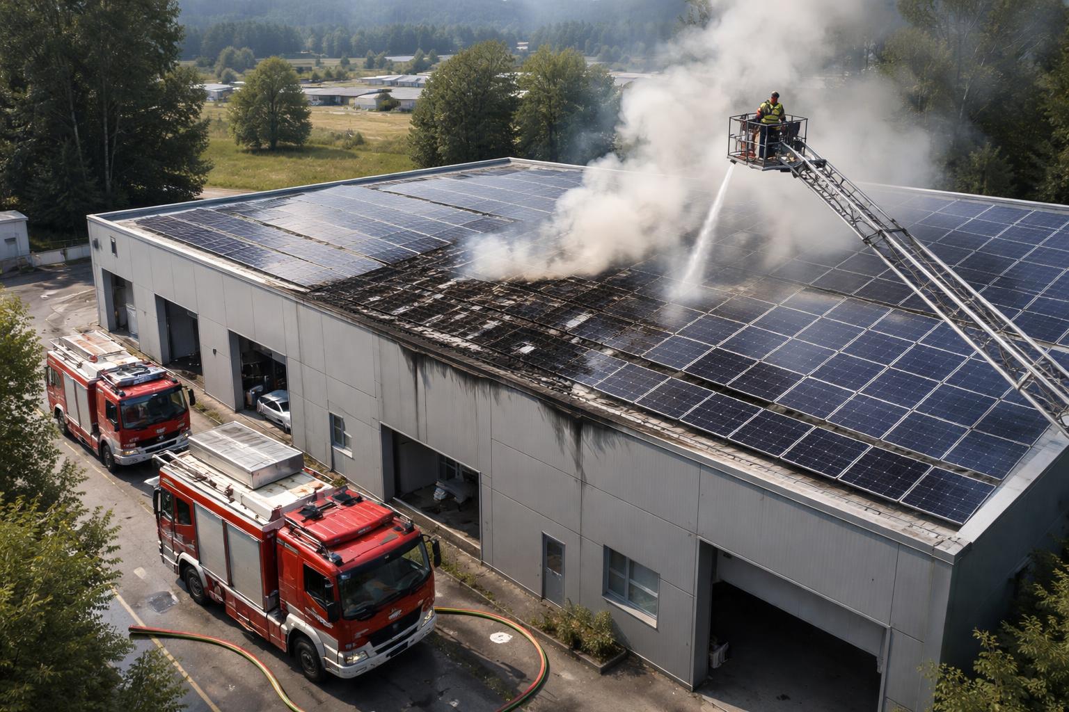 Redaktionelle Szene zum Thema „Brand auf Dach eines Firmengebäudes in Pischelsdorf rasch gelöscht“