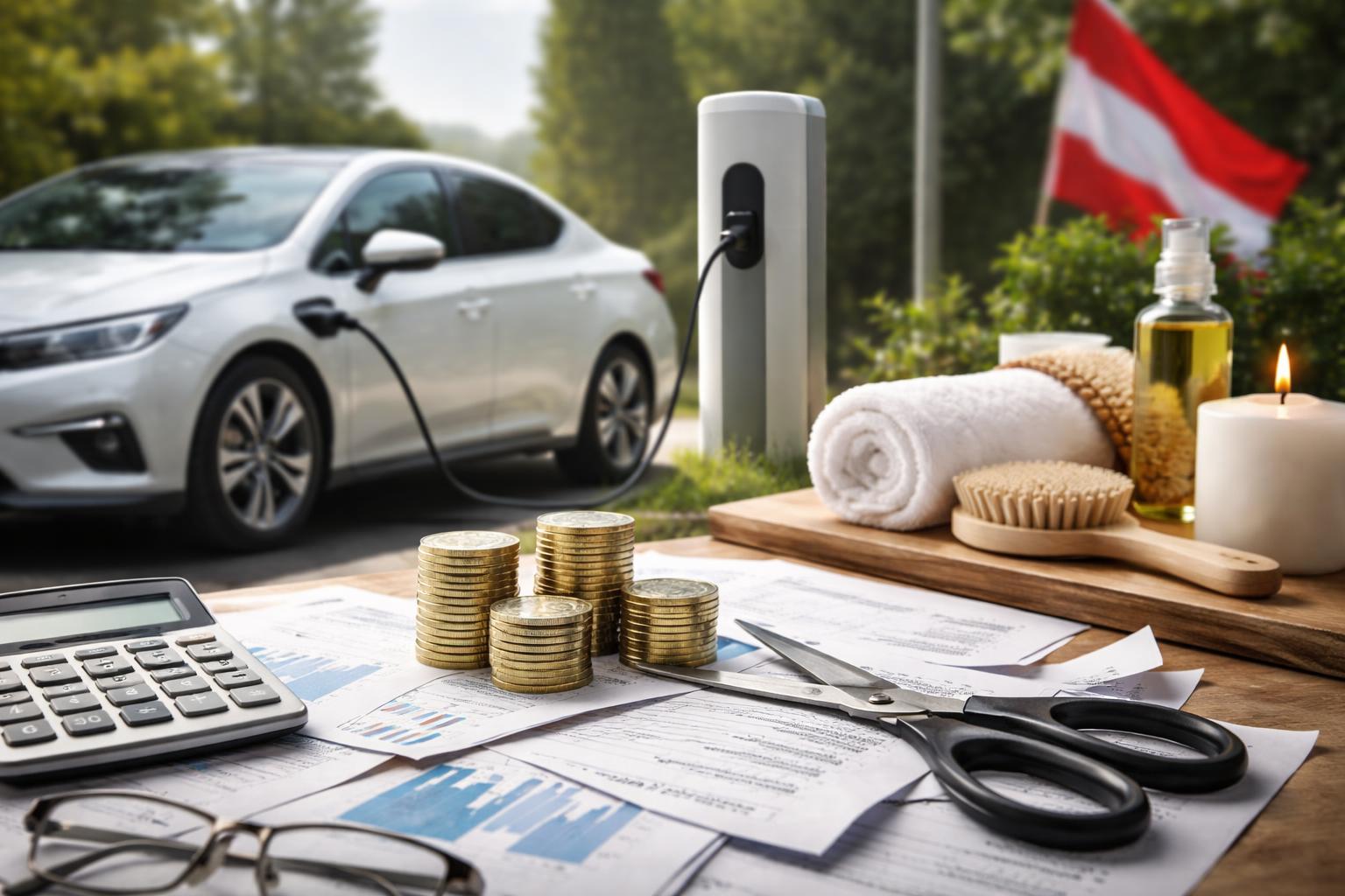 Redaktionelle Szene zum Thema „Budget: Regierung plant Einschnitte bei E-Firmenautos, Notstandshilfe und Kuren“