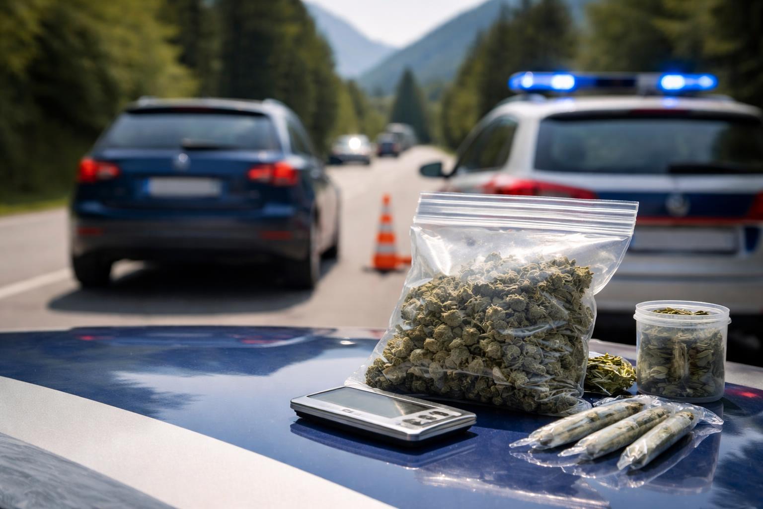 Redaktionelle Szene zum Thema „Cannabis bei Kontrolle auf B145 sichergestellt“