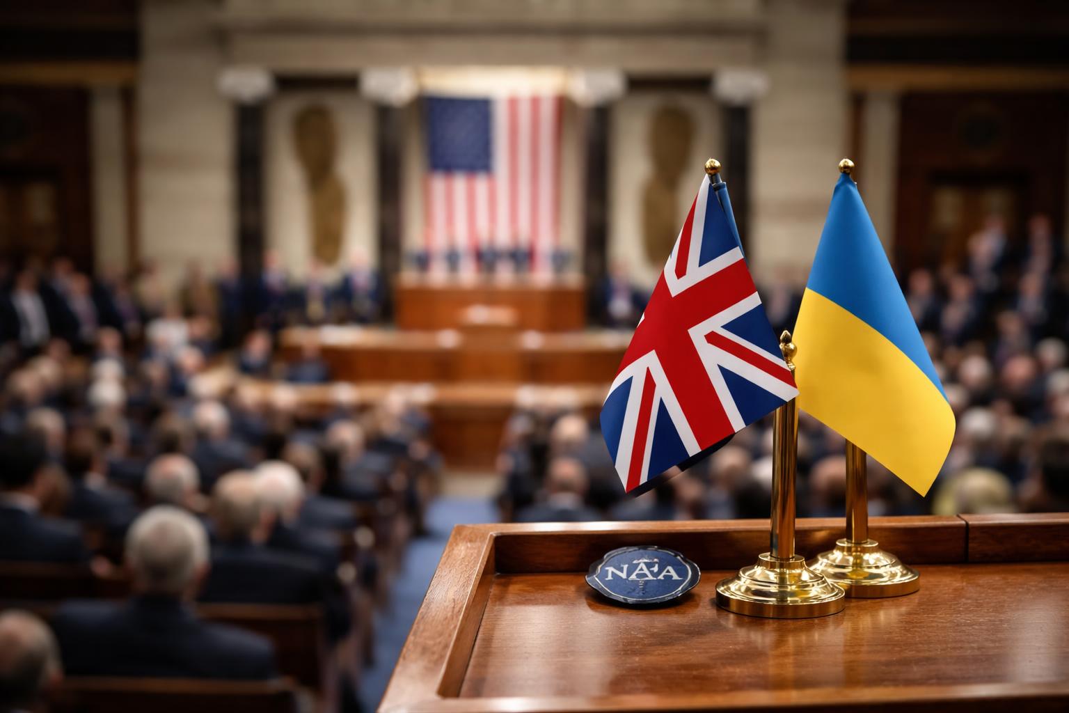 Redaktionelle Szene zum Thema „Charles wirbt vor US-Kongress für NATO und Ukraine-Hilfe“