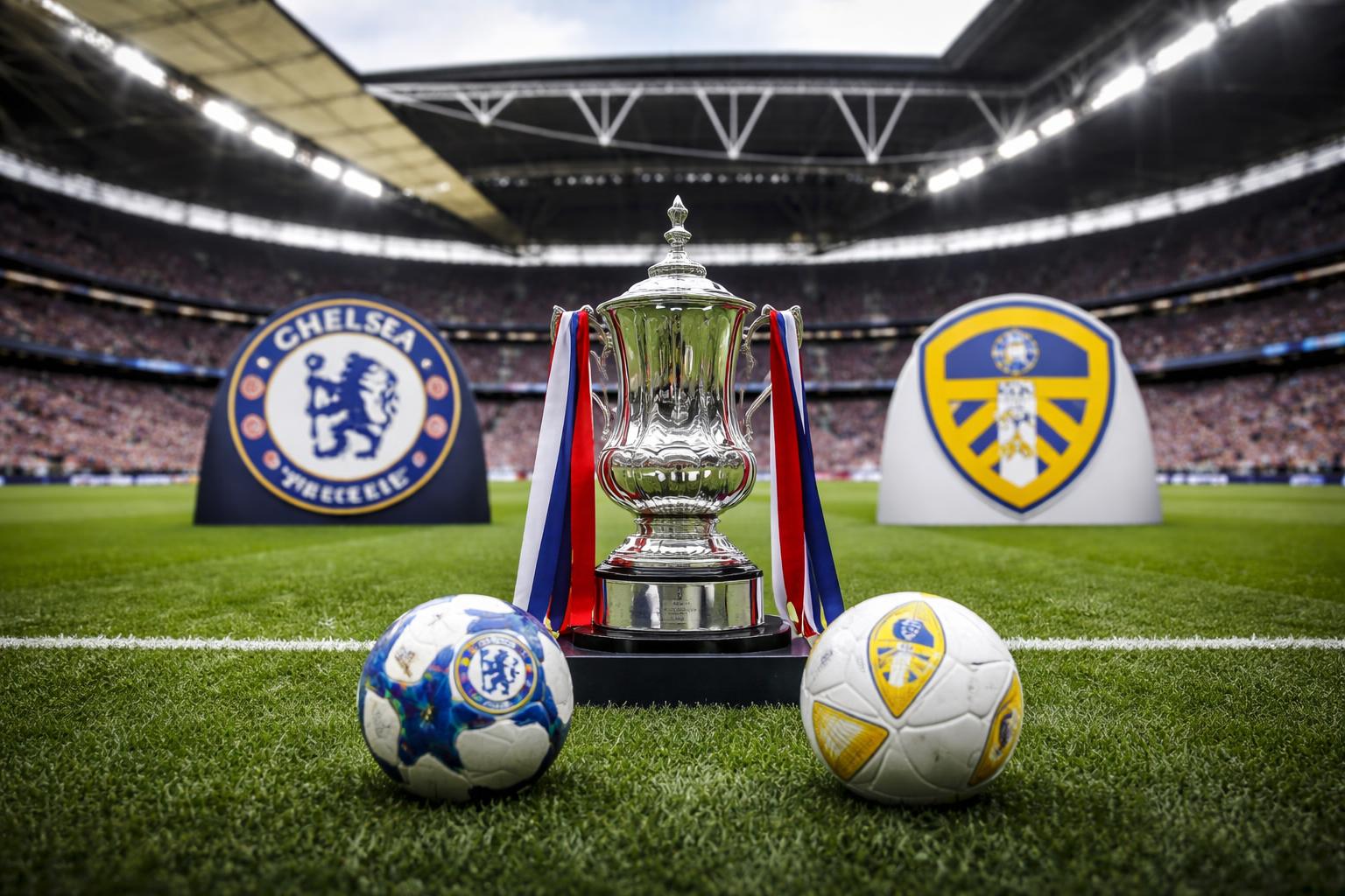 Redaktionelle Szene zum Thema „Chelsea und Leeds United treffen im FA-Cup-Halbfinale aufeinander“
