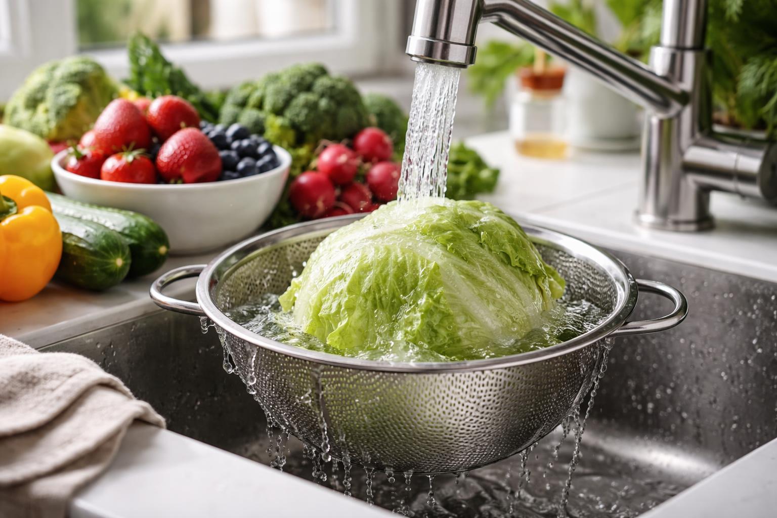 Redaktionelle Szene zum Thema „Cyclospora-Ausbruch in den USA: So waschen Sie Obst und Gemüse richtig“