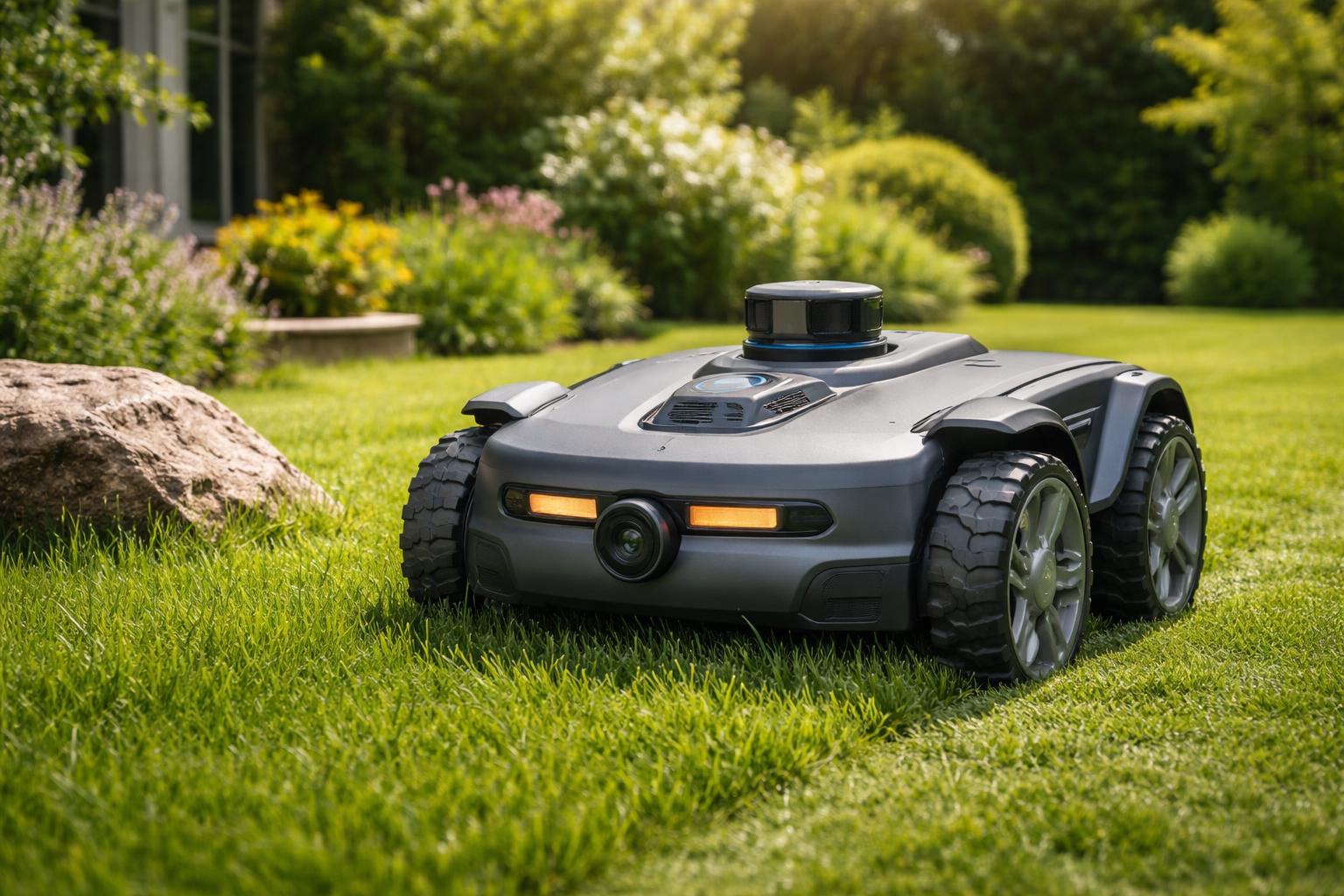 Redaktionelle Szene zum Thema „Dreame A3 AWD Pro im Test: Was der KI-Mähroboter im Garten leistet“