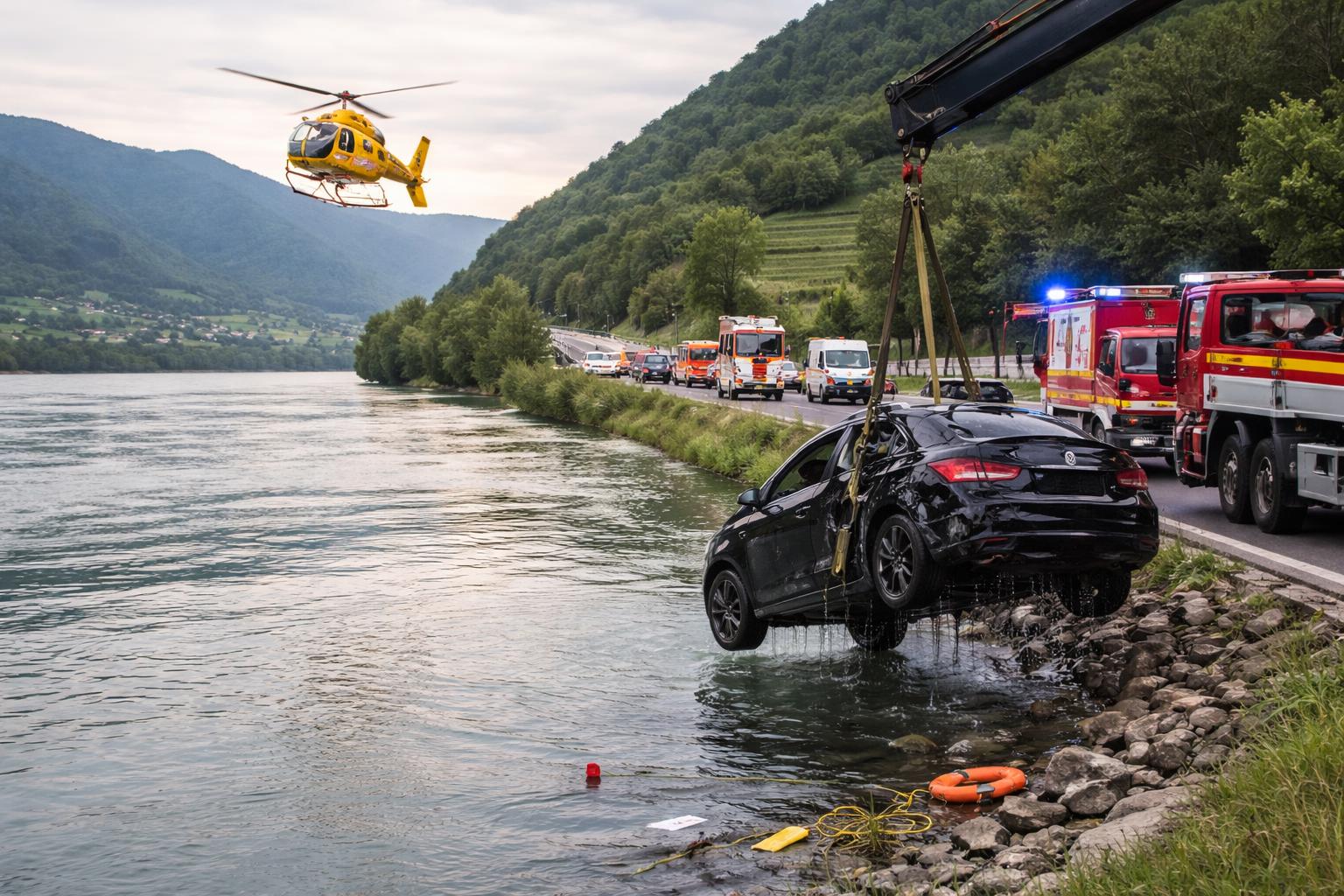Redaktionelle Szene zum Thema „Drei Tote bei Unfällen im Bezirk Krems – Pkw stürzt in die Donau“