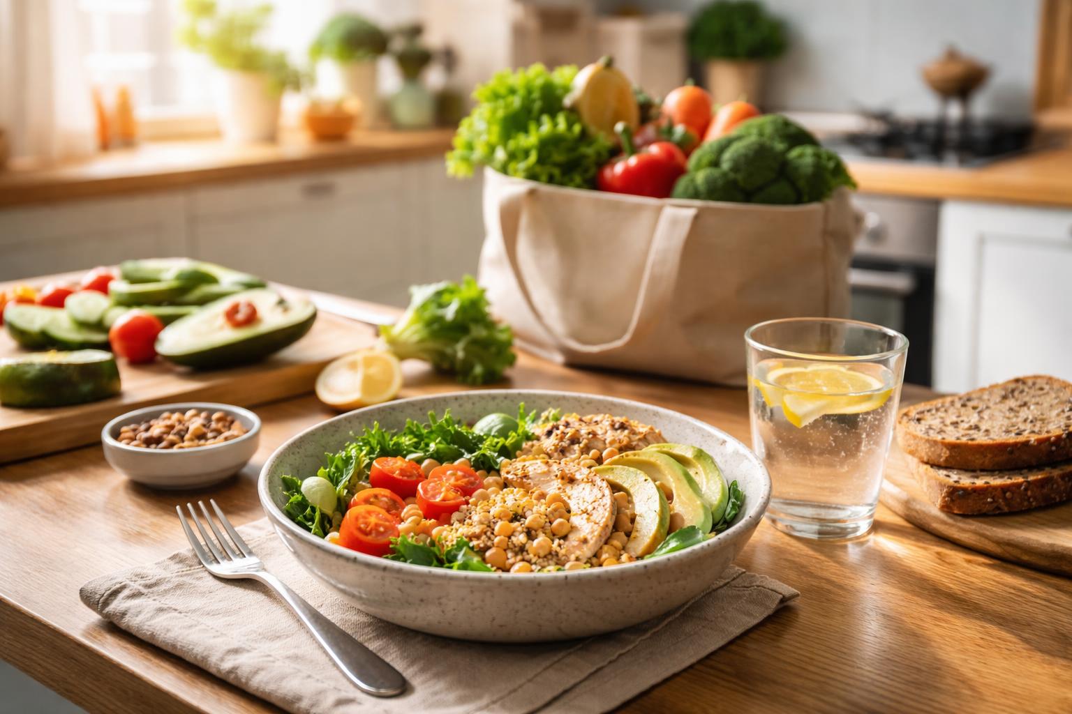 Redaktionelle Szene zum Thema „Ernährung im Alltag: Wie kleine Entscheidungen mehr Wohlbefinden schaffen“