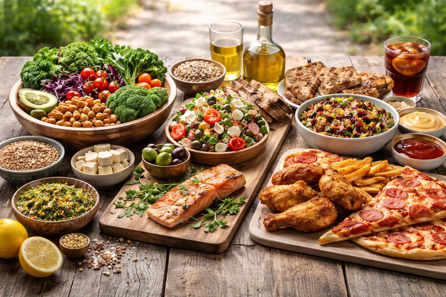 Redaktionelle Szene zum Thema „Ernährung im Vergleich: Was pflanzliche, mediterrane und westliche Kost unterscheidet“
