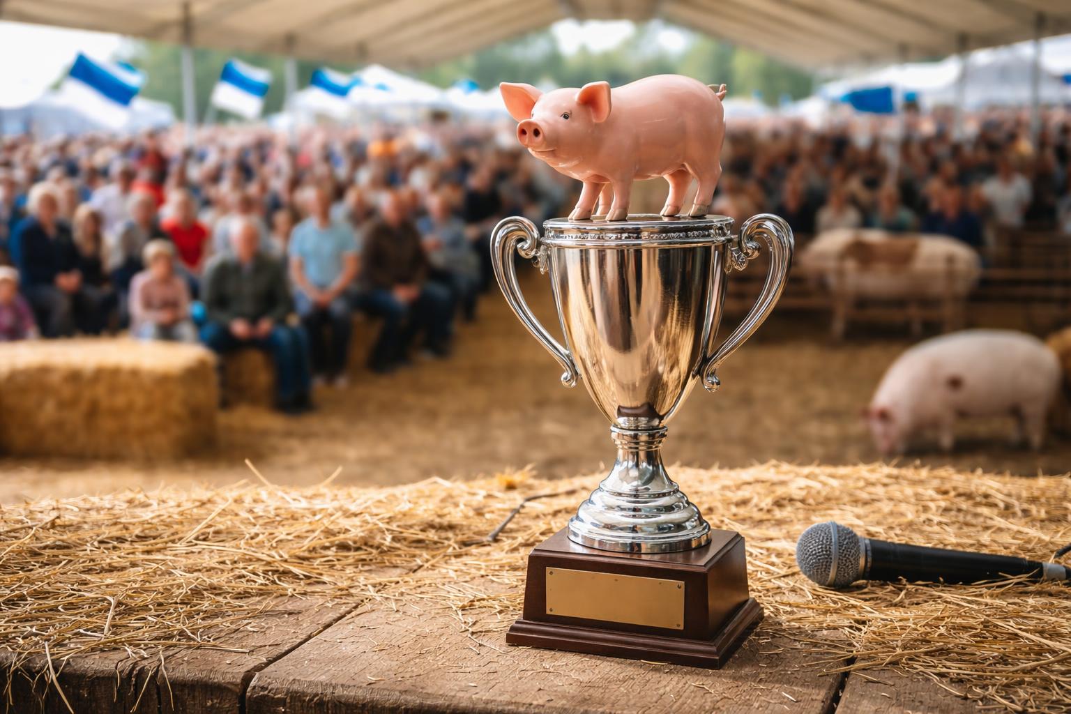Redaktionelle Szene zum Thema „Estland kürt besten Schweine-Imitator bei Agrarmesse in Tartu“