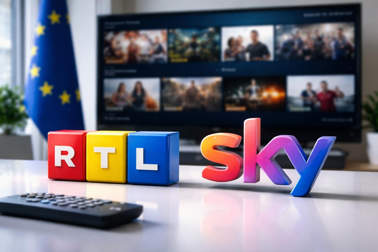 Redaktionelle Szene zum Thema „EU-Kommission erlaubt RTL die Übernahme von Sky Deutschland ohne Auflagen“