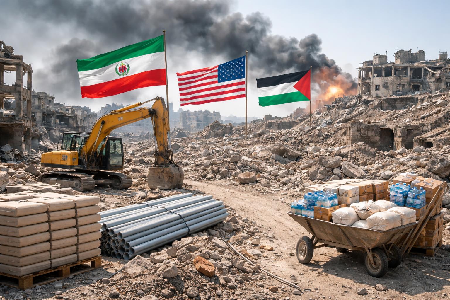 Redaktionelle Szene zum Thema „Gaza-Wiederaufbau durch Iran-Krieg ausgebremst“