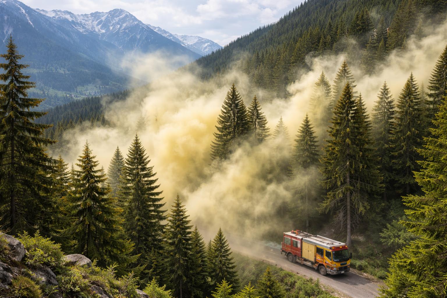 Redaktionelle Szene zum Thema „Gelbe Wolken über Tirol: Feuerwehr alarmiert wegen Pollensturm“