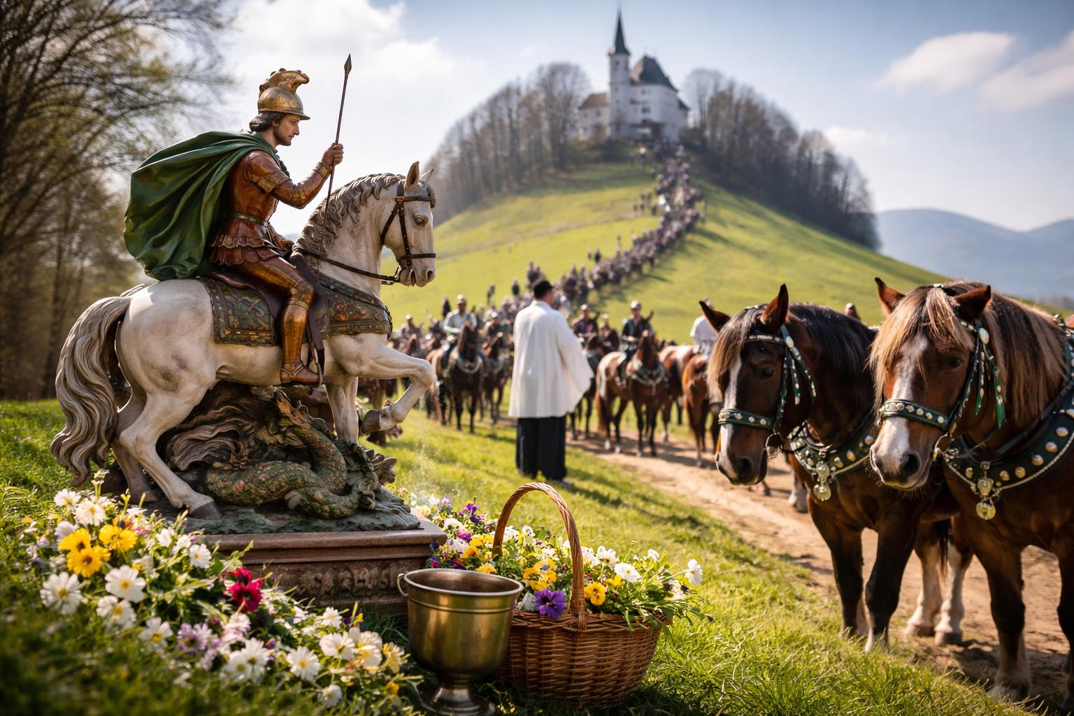 Redaktionelle Szene zum Thema „Georgiritt in Micheldorf führt seit fast 100 Jahren auf den Georgiberg“
