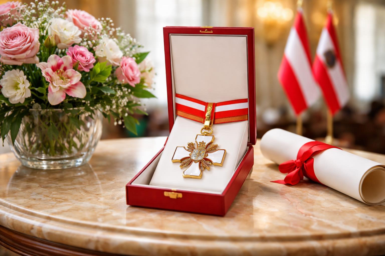 Redaktionelle Szene zum Thema „Gerda Rogers erhält Goldenes Verdienstzeichen der Republik Österreich“