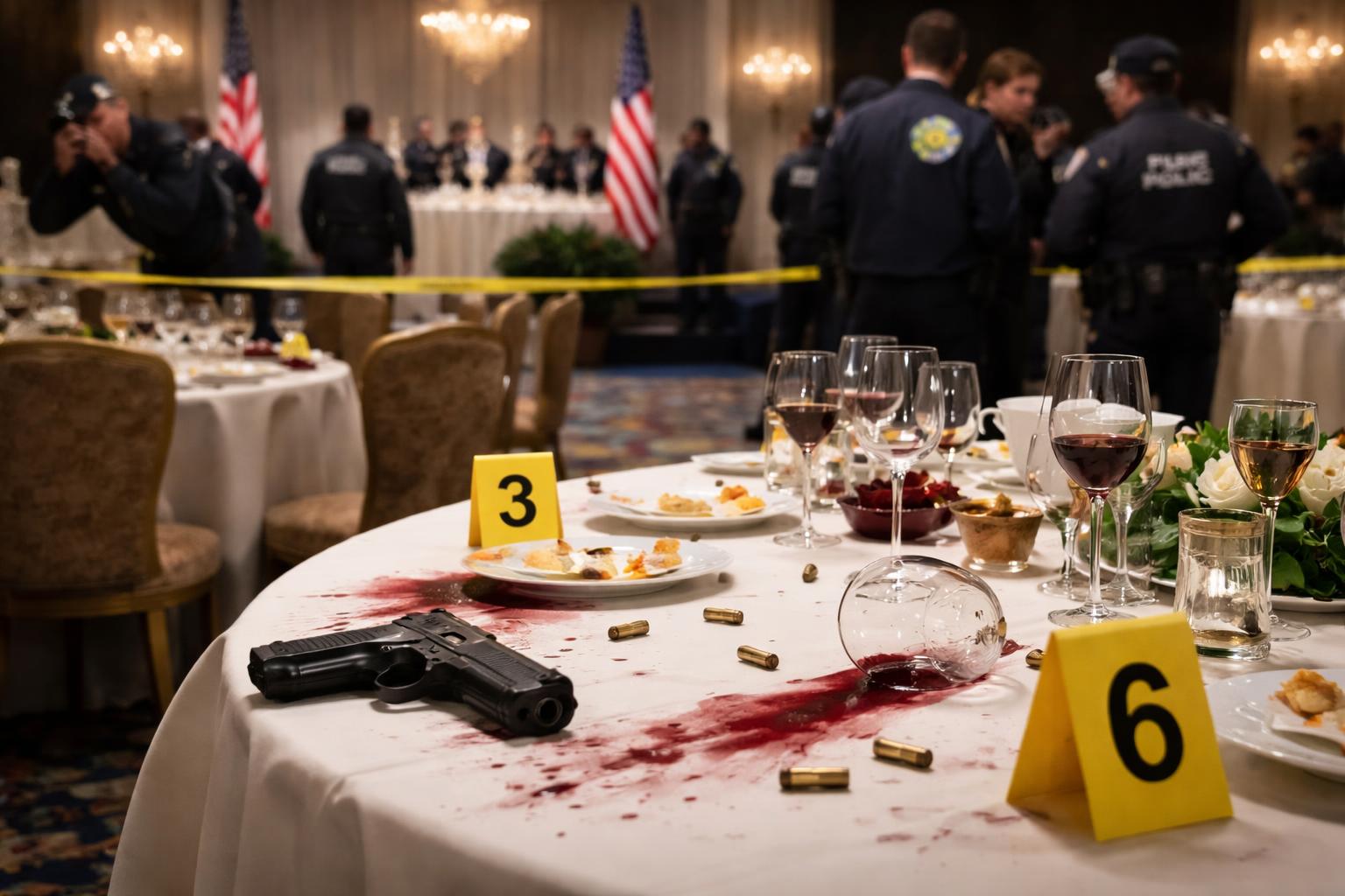Redaktionelle Szene zum Thema „Gericht wertet Schüsse bei Trump-Dinner als Mordversuch“