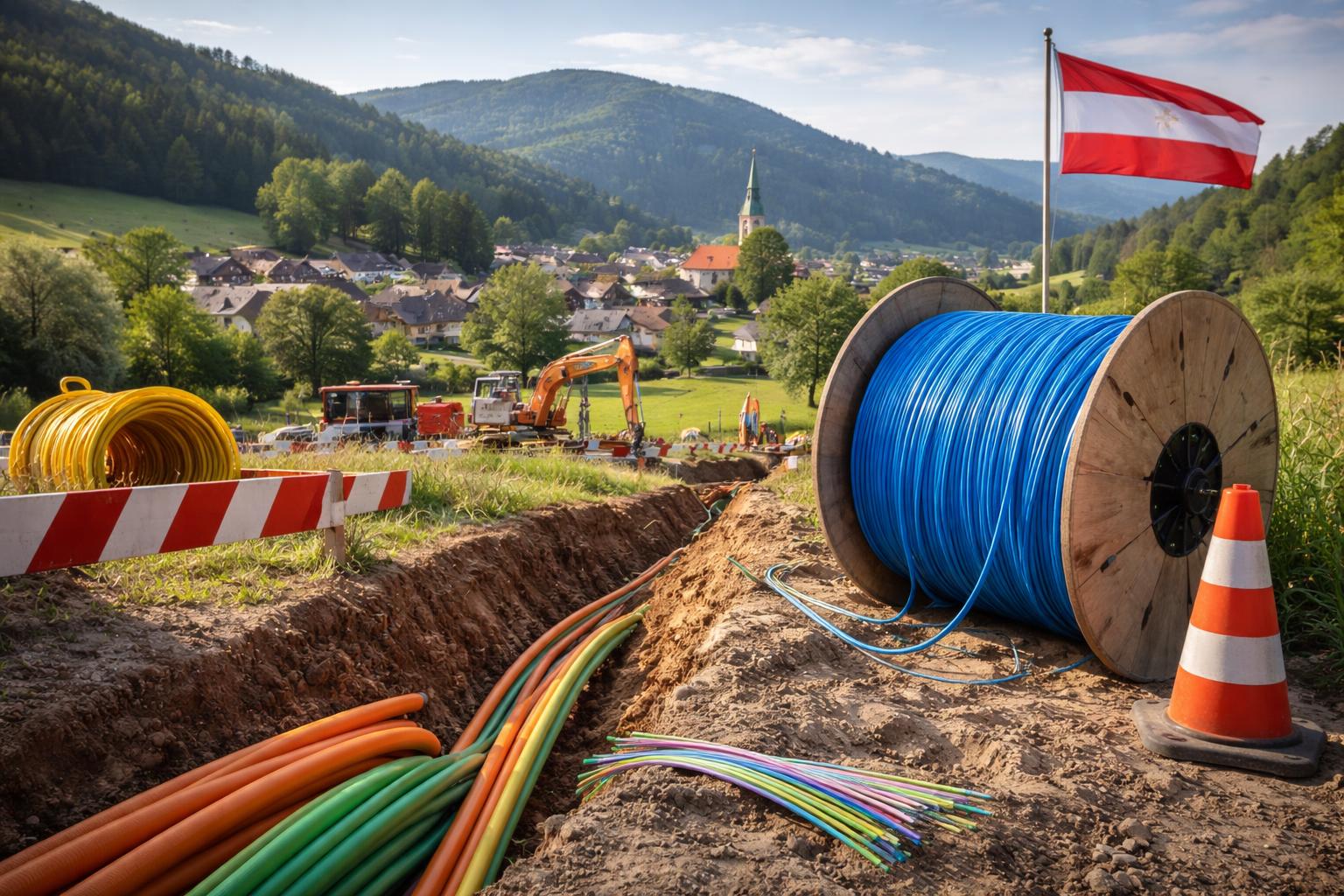 Redaktionelle Szene zum Thema „Glasfaser-Ausbau in der Steiermark gerät unter Druck“
