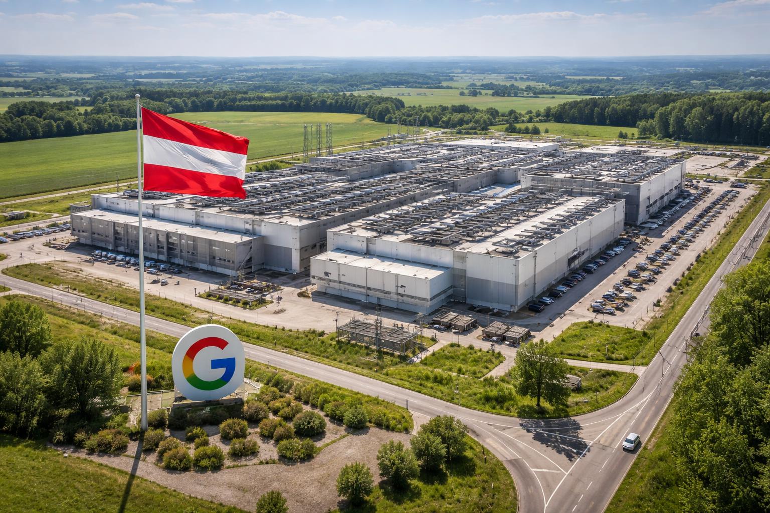 Redaktionelle Szene zum Thema „Google errichtet erstes Rechenzentrum in Österreich“