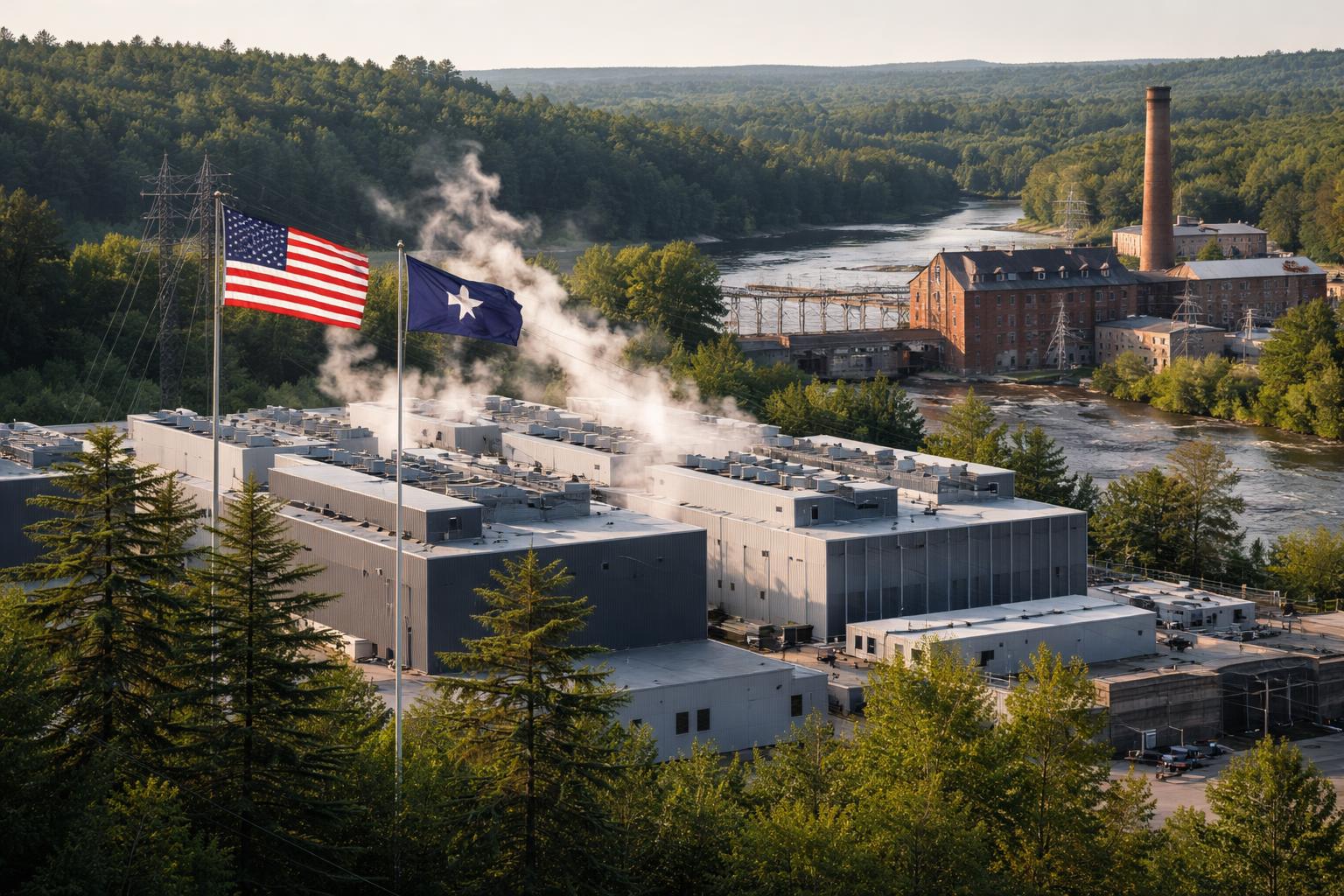Redaktionelle Szene zum Thema „Gouverneurin stoppt Bauverbot für KI-Rechenzentren in Maine“