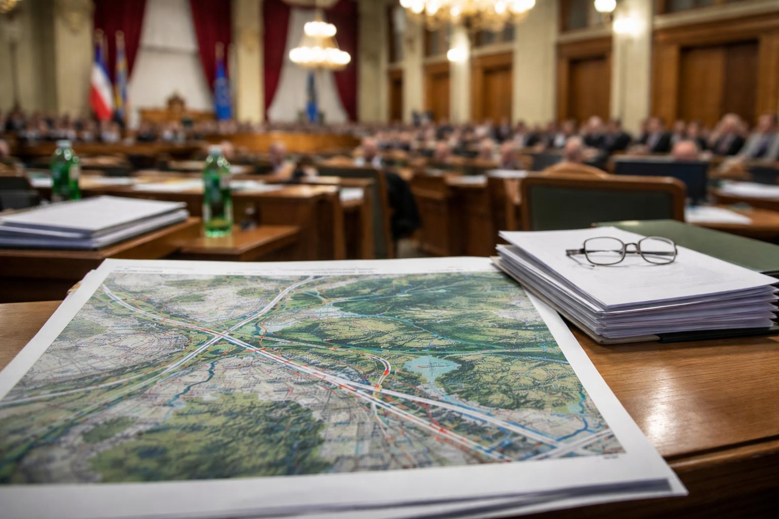 Redaktionelle Szene zum Thema „Grüne fragen Ludwig zur Lobau-Autobahn im Wiener Gemeinderat“