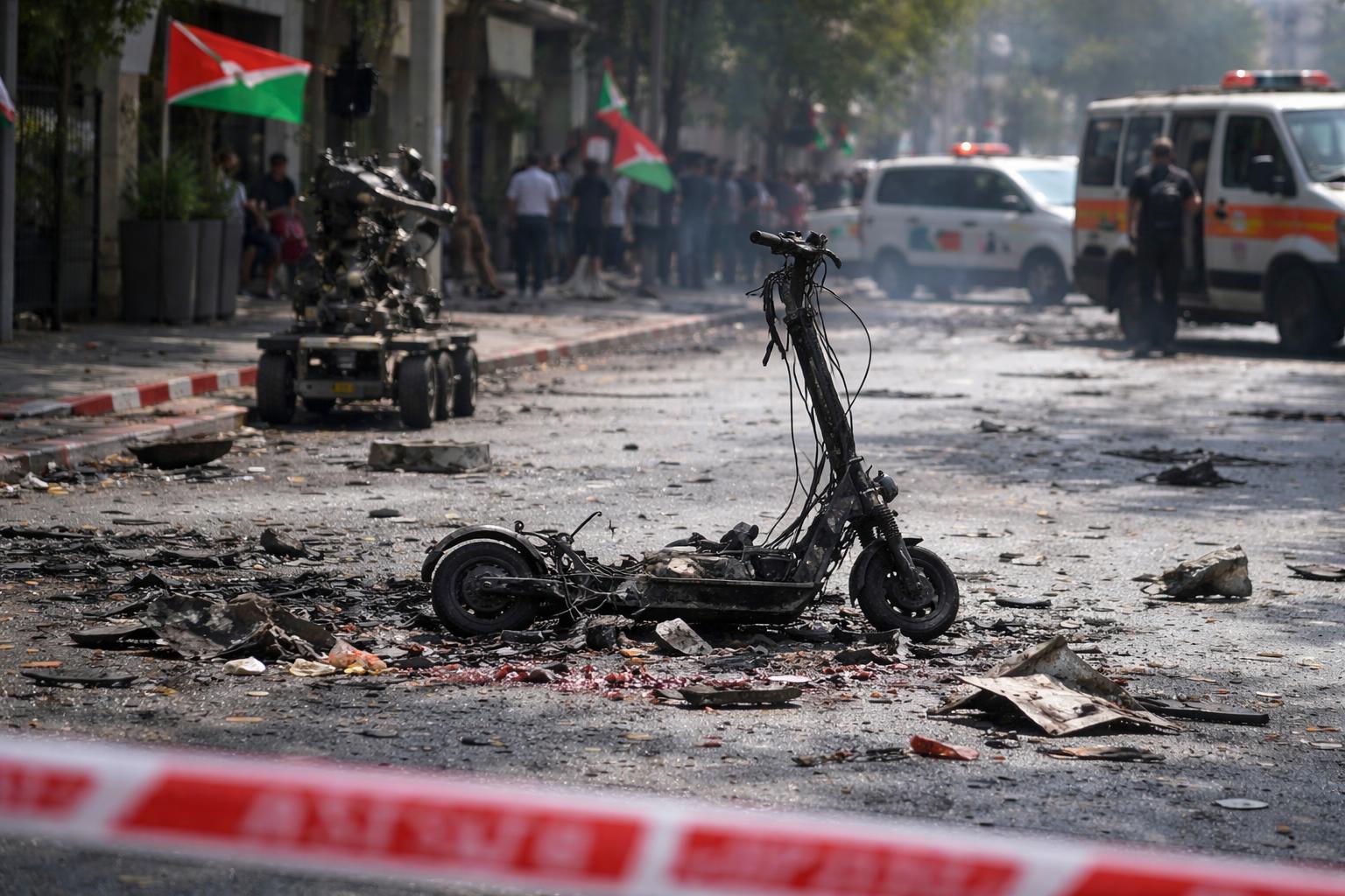 Redaktionelle Szene zum Thema „Hamas bekennt sich nach Explosion in Tel Aviv zu Anschlagsversuch“