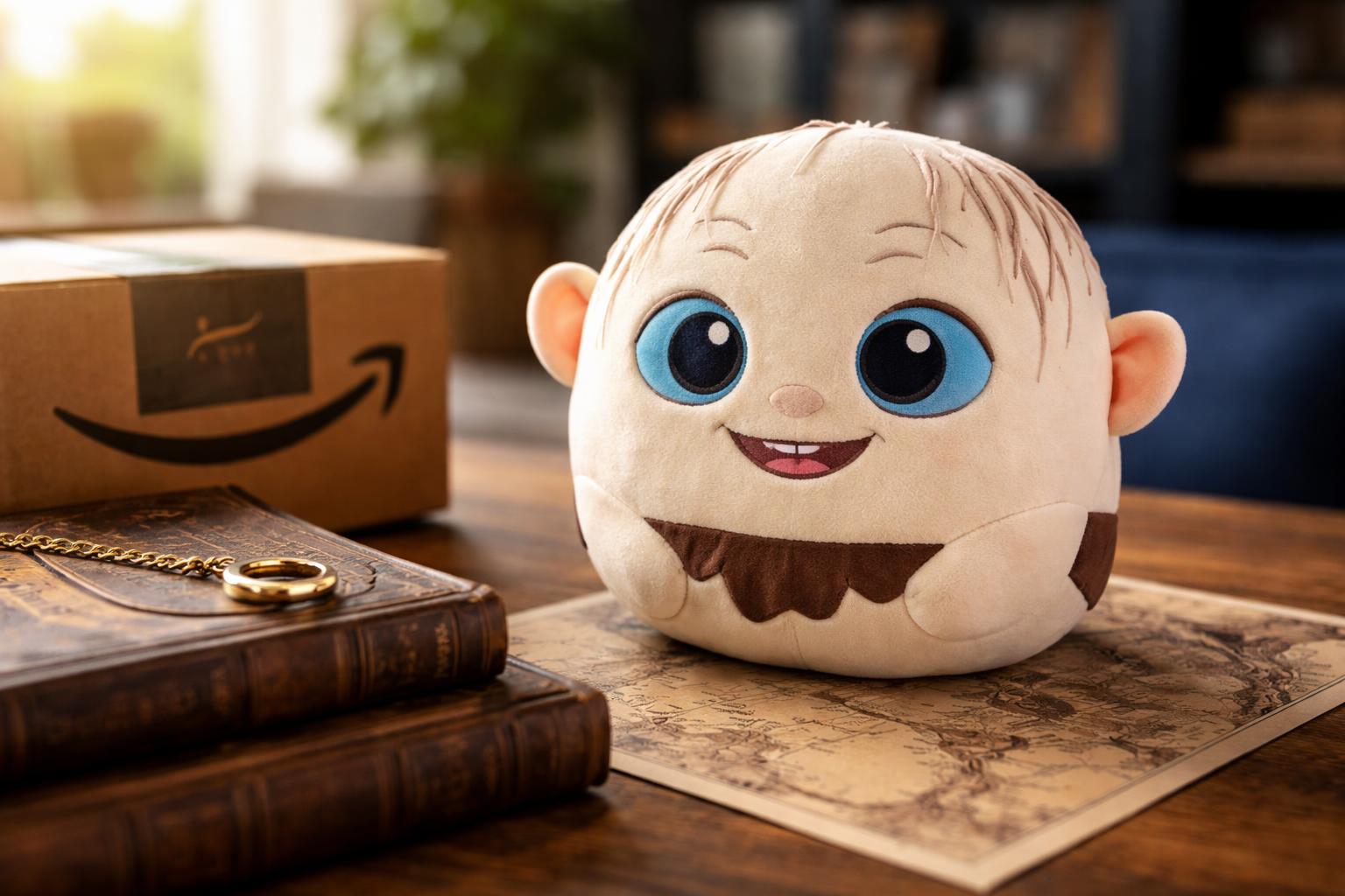 Redaktionelle Szene zum Thema „„Herr der Ringe“-Gadget bei Amazon: Gollum-Plüschtier für 13,78 Euro im Angebot“