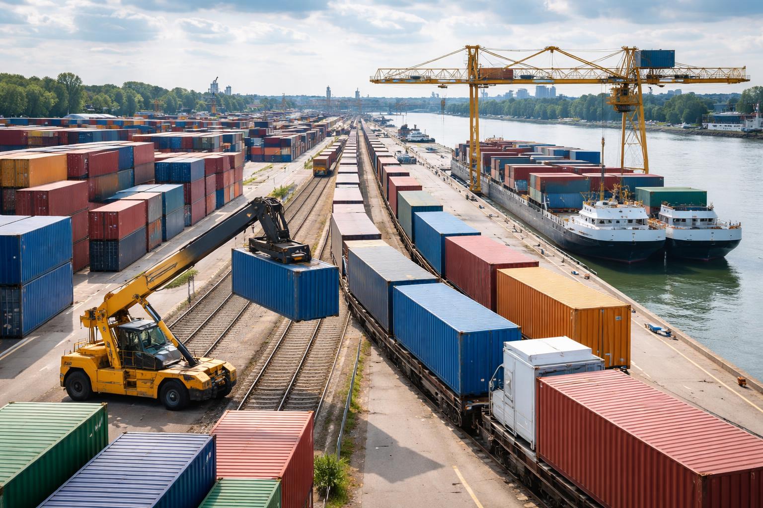 Redaktionelle Szene zum Thema „Im Wiener Hafen wechseln 500.000 Container den Besitzer“