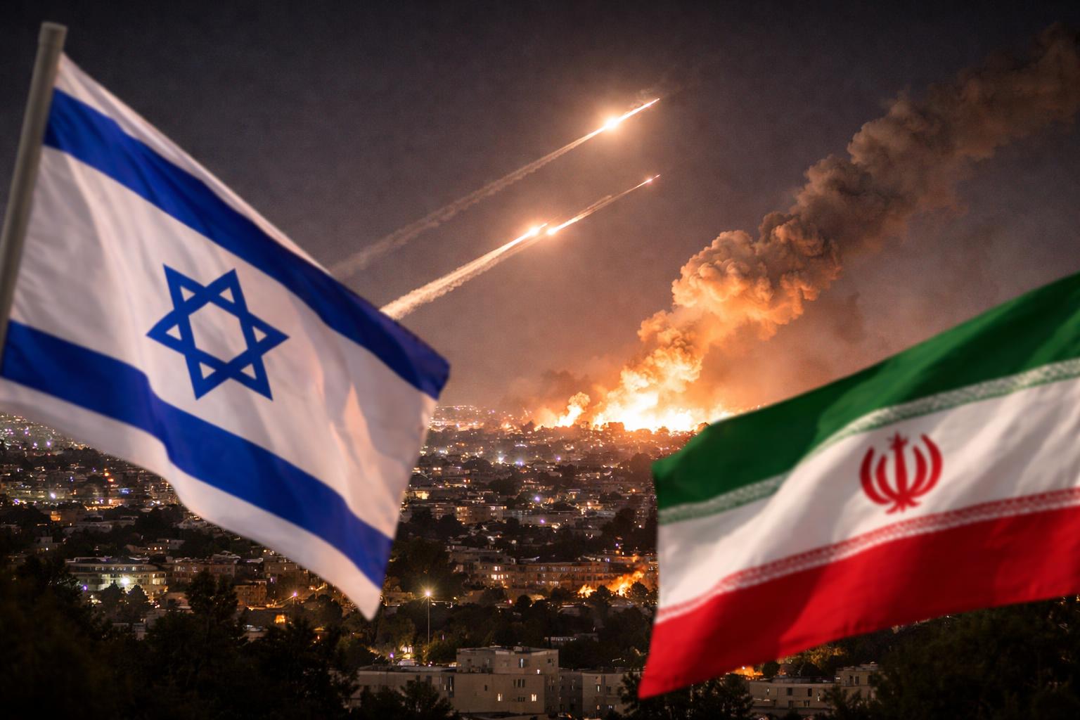 Redaktionelle Szene zum Thema „Israel greift nach iranischem Raketenbeschuss Ziele im Iran an“