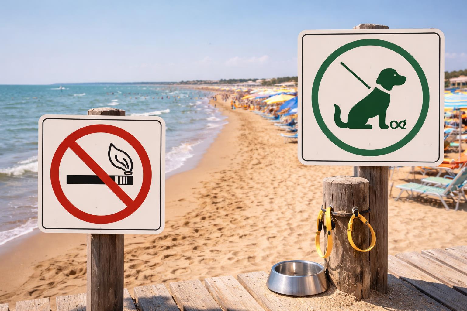 Redaktionelle Szene zum Thema „Jesolo verschärft Regeln am Strand: Rauchverbot und Vorgaben für Hundebesitzer“