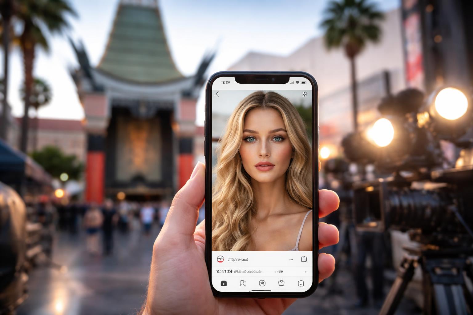 Redaktionelle Szene zum Thema „KI-generierte Schauspielerin Tilly Norwood löst Debatte in Hollywood aus“