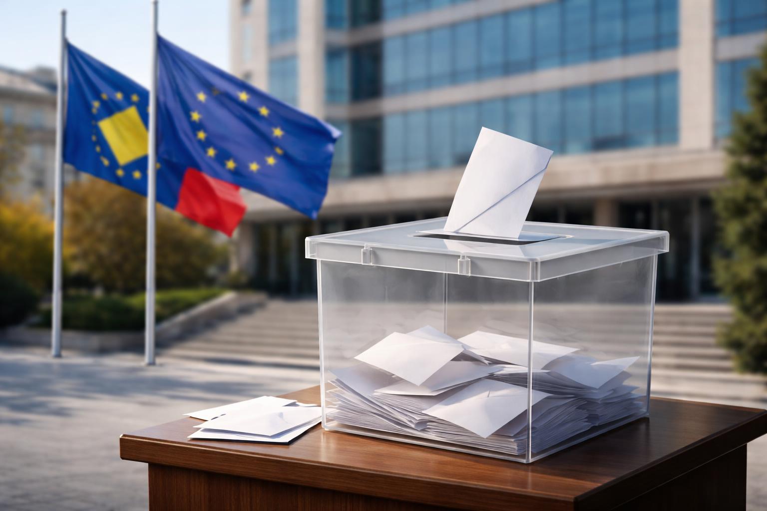 Redaktionelle Szene zum Thema „Kosovo vor erneuten Parlamentswahlen wegen blockierter Präsidentenwahl“