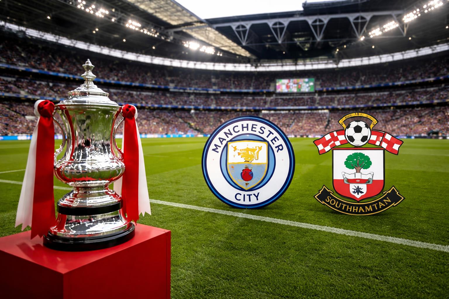 Redaktionelle Szene zum Thema „Manchester City trifft im FA-Cup-Halbfinale auf Southampton“
