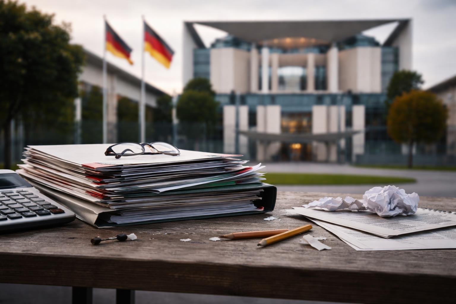 Redaktionelle Szene zum Thema „Merz nach einem Jahr im Kanzleramt unter Druck“