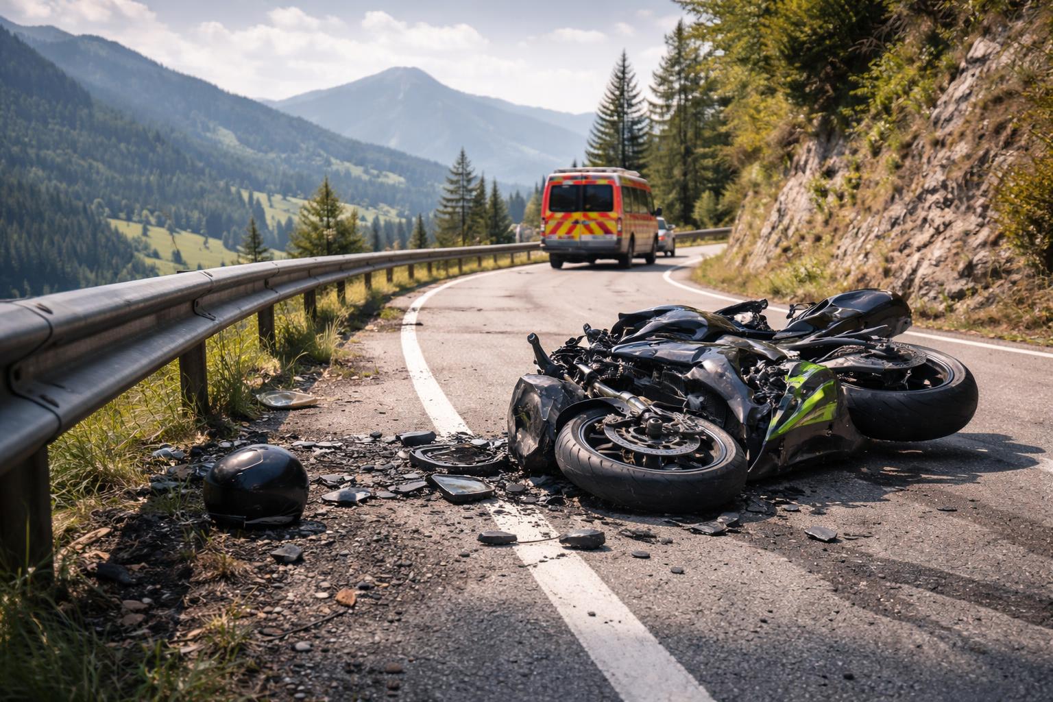 Redaktionelle Szene zum Thema „Motorradfahrer bei Kufstein schwer verletzt“