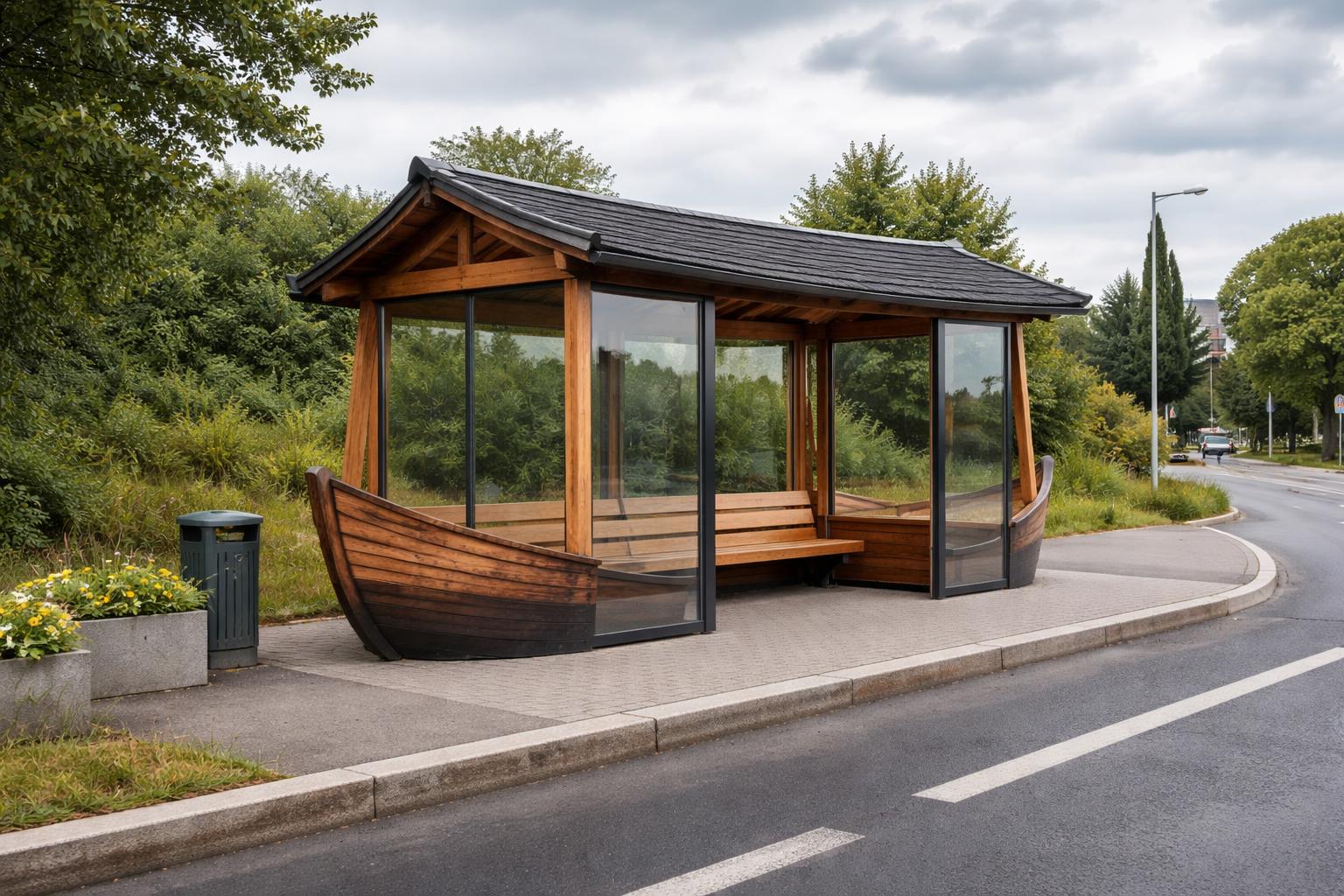 Redaktionelle Szene zum Thema „Neues Buswartehaus in Orth an der Donau sorgt wegen 100.000 Euro für Kritik“