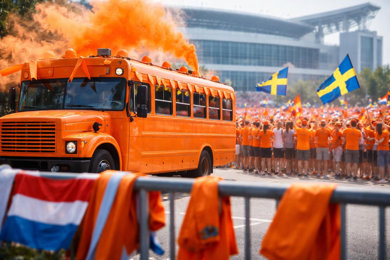 Redaktionelle Szene zum Thema „Niederländische Fans setzen in Houston wieder auf ihren „zwölften Mann““