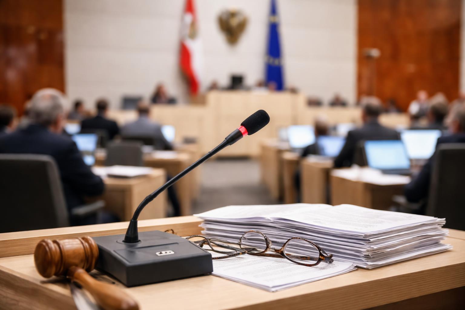 Redaktionelle Szene zum Thema „ORF-Debatte im Nationalrat: Parteien verlangen Neuanfang nach Skandalen“