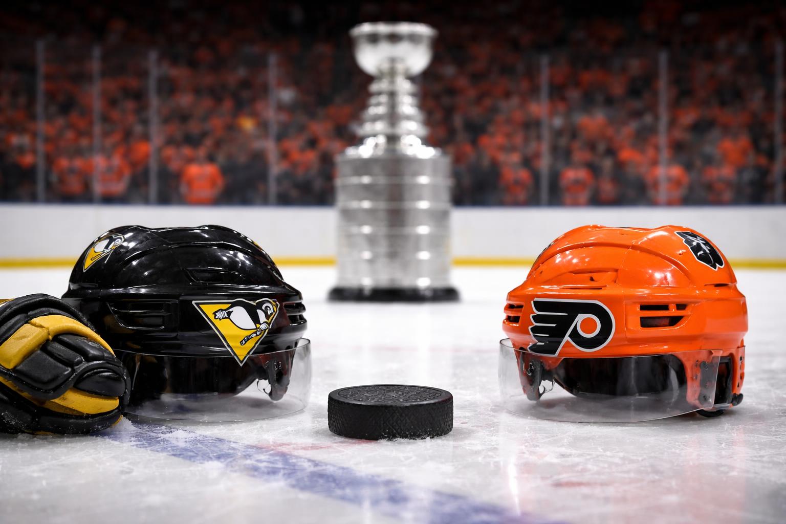 Redaktionelle Szene zum Thema „Penguins gewinnen in Philadelphia und verkürzen in der Play-off-Serie“