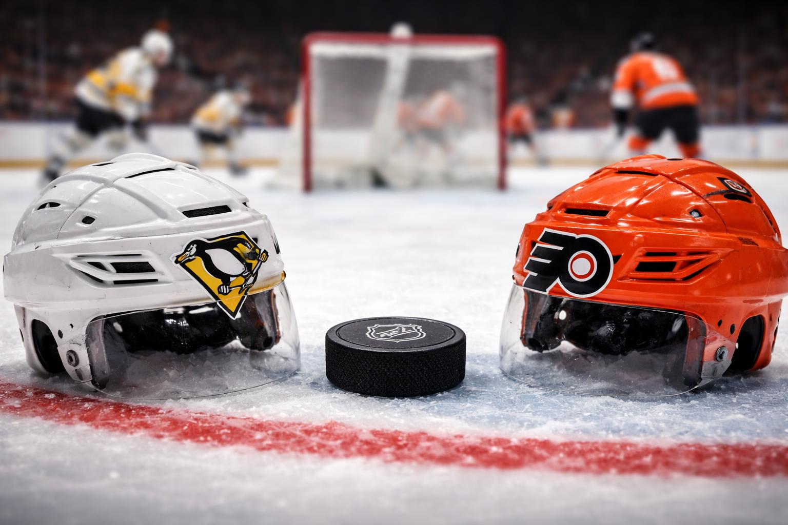 Redaktionelle Szene zum Thema „Penguins siegen in Philadelphia und halten Anschluss in der NHL-Serie“