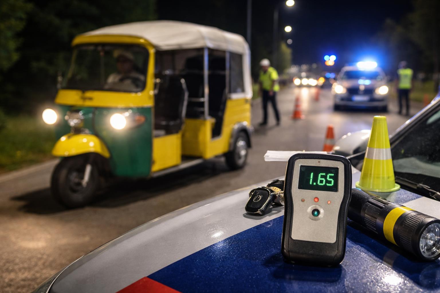 Redaktionelle Szene zum Thema „Polizei stoppt Tuk-Tuk-Fahrer mit 1,66 Promille bei Schwerpunktaktion“
