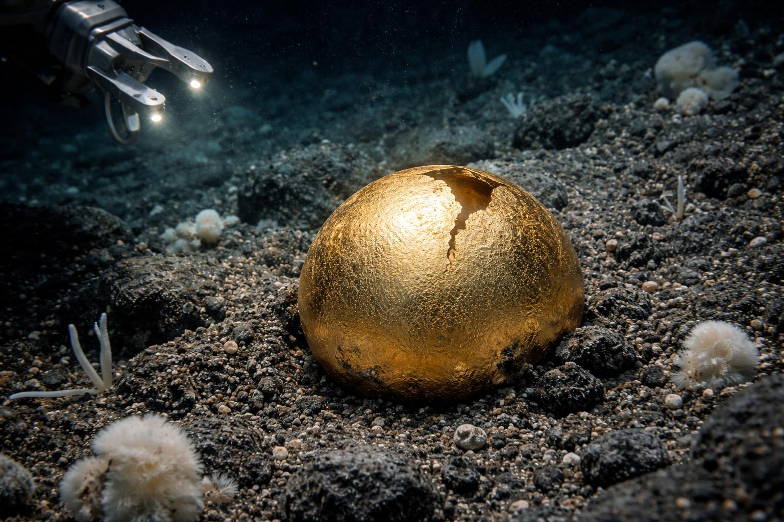 Redaktionelle Szene zum Thema „Rätsel um goldglänzenden Fund vor Alaska ist gelöst“