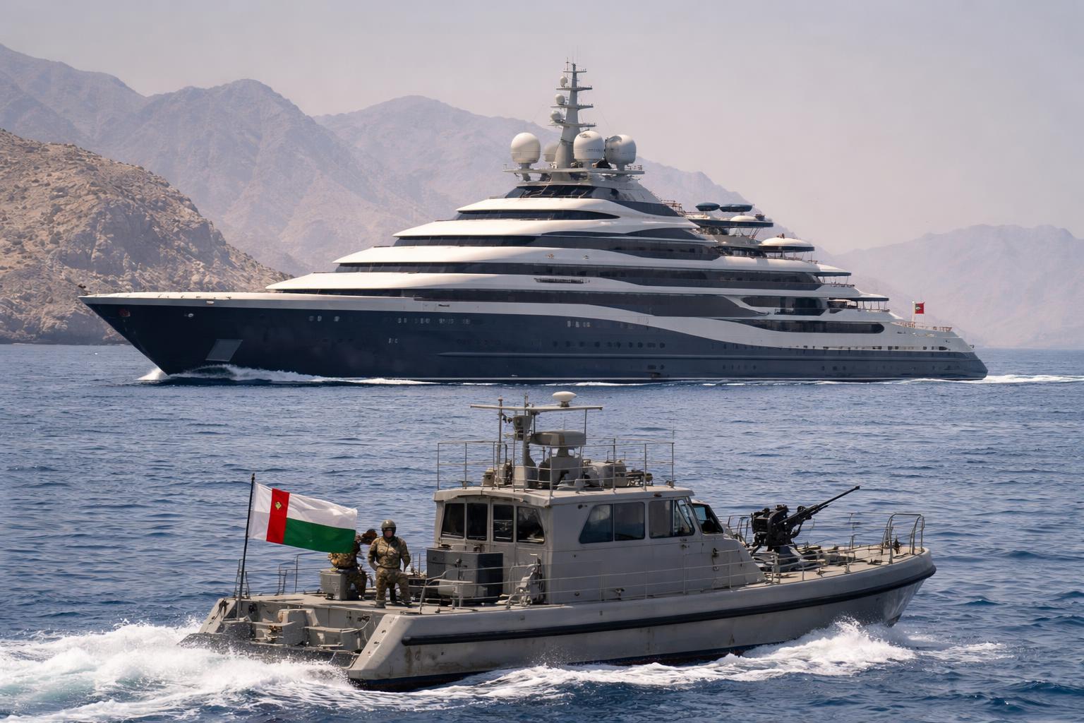 Redaktionelle Szene zum Thema „Russischer Oligarchen-Yacht gelingt Passage durch die Straße von Hormus“