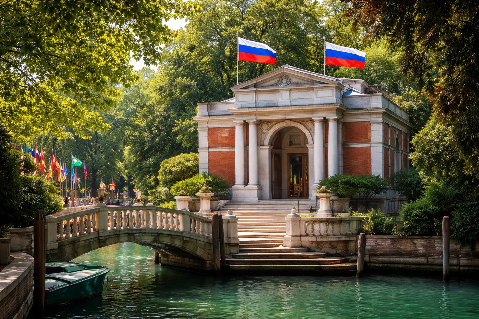 Redaktionelle Szene zum Thema „Russland kehrt zur Biennale Venedig zurück“
