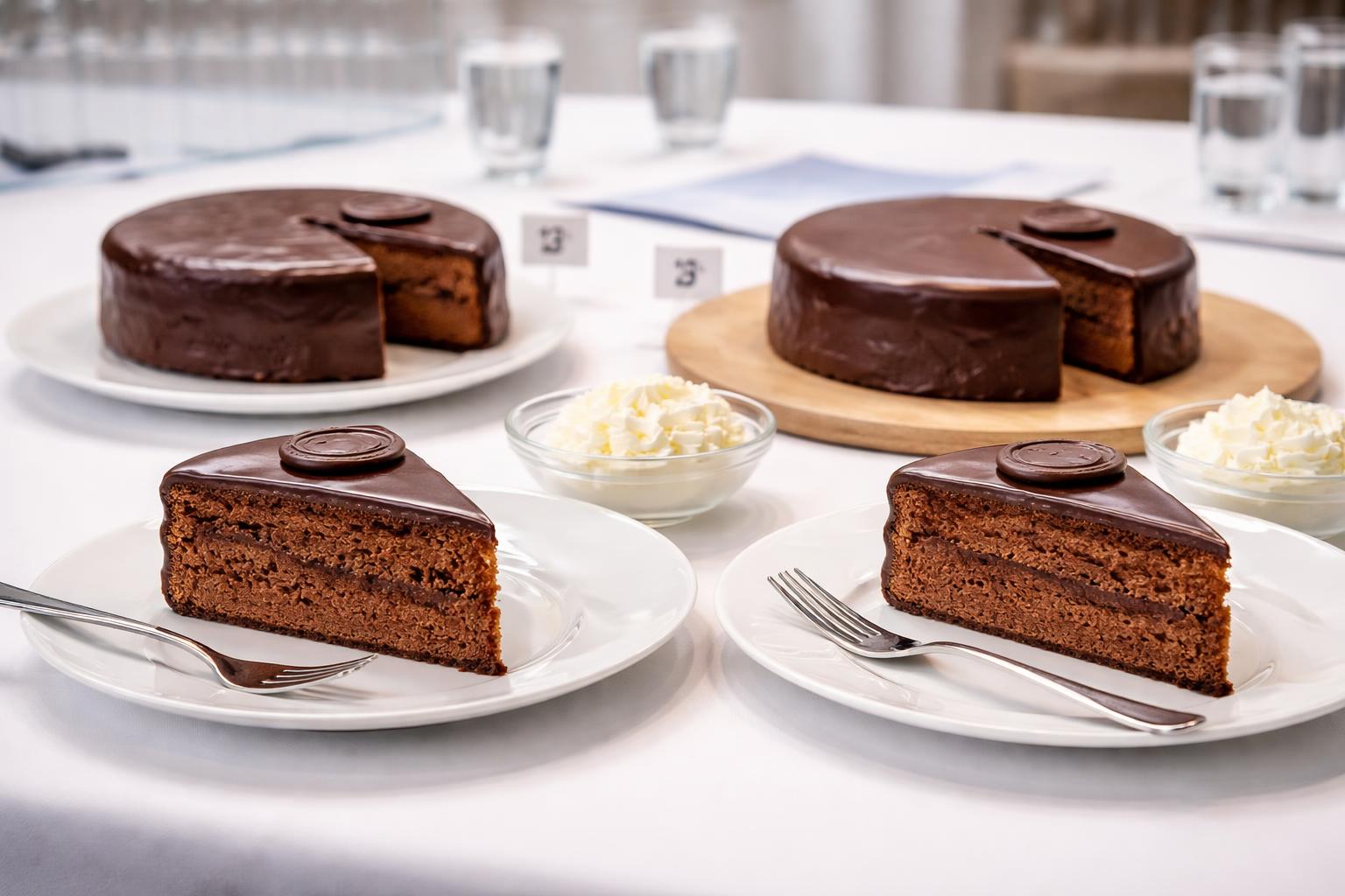 Redaktionelle Szene zum Thema „S-Budget-Torte schlägt Sacher Original im Sachertorten-Test“